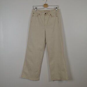 Soft Surroundings Womens 10 Wide Leg Cream Denim Jeans 5 Pocket Bell Bottom Pant